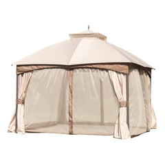 Sunjoy Light Tan+Ginger Snap Replacement Mosquito Netting For Turnberry Domed Soft Top Gazebo (10X12 Ft) A101004500 Sold At Homedepot