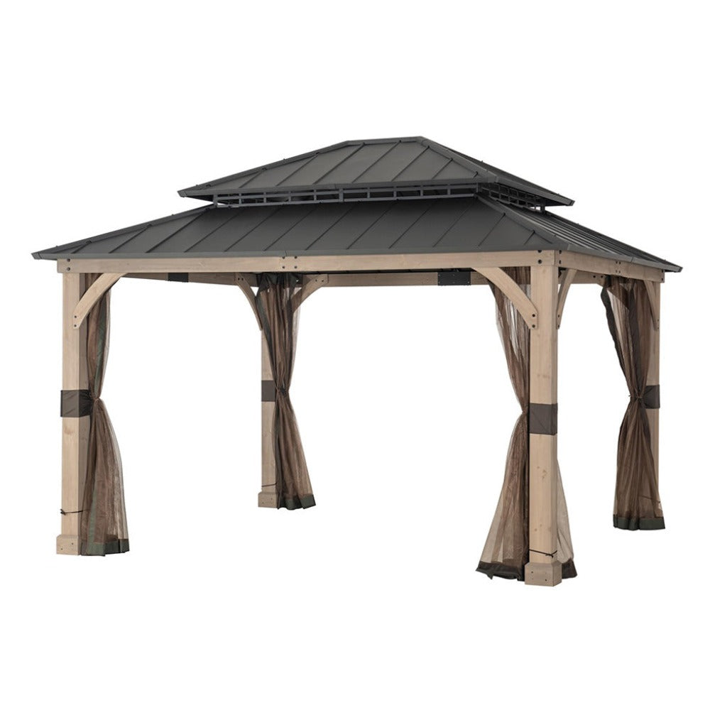 Sunjoy Brown Replacement Mosquito Netting For Yorktown HD Wood Gazebo (11X13 Ft) A102013109 Sold At Big Lots US.