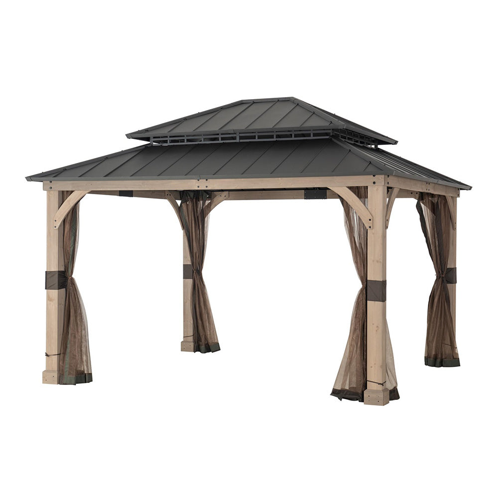 Sunjoy Brown Replacement Mosquito Netting For Yorktown HD Wood Gazebo (11X13 Ft) A102013120 Sold At Big Lots US.