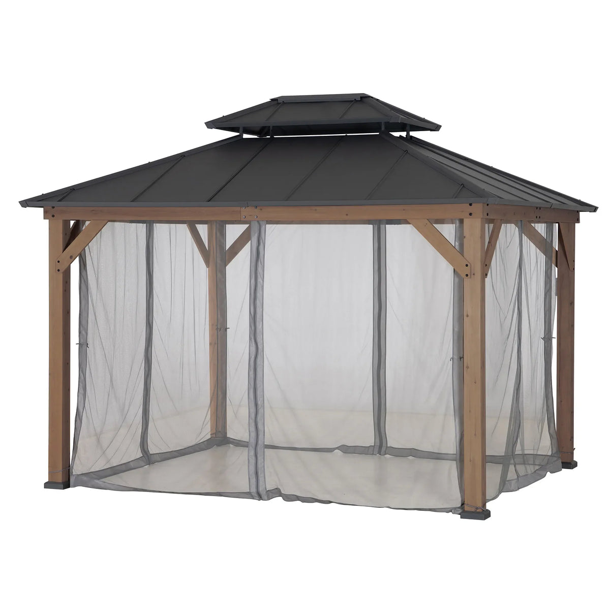 Gazebo Mosquito Netting 3m x 3.6m Wood Gazebo
