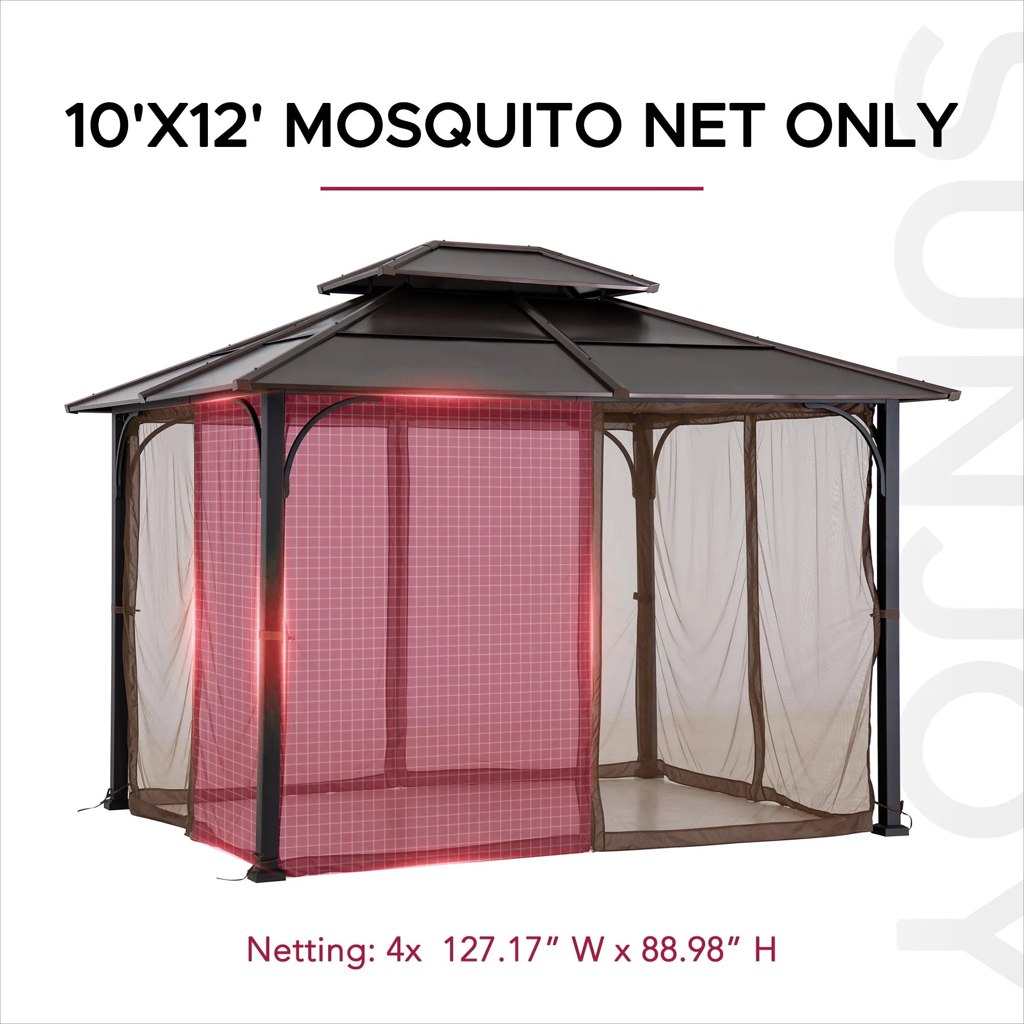 SUNJOY Mosquito Netting for 10x12 Hardtop Gazebo with White LED Lights