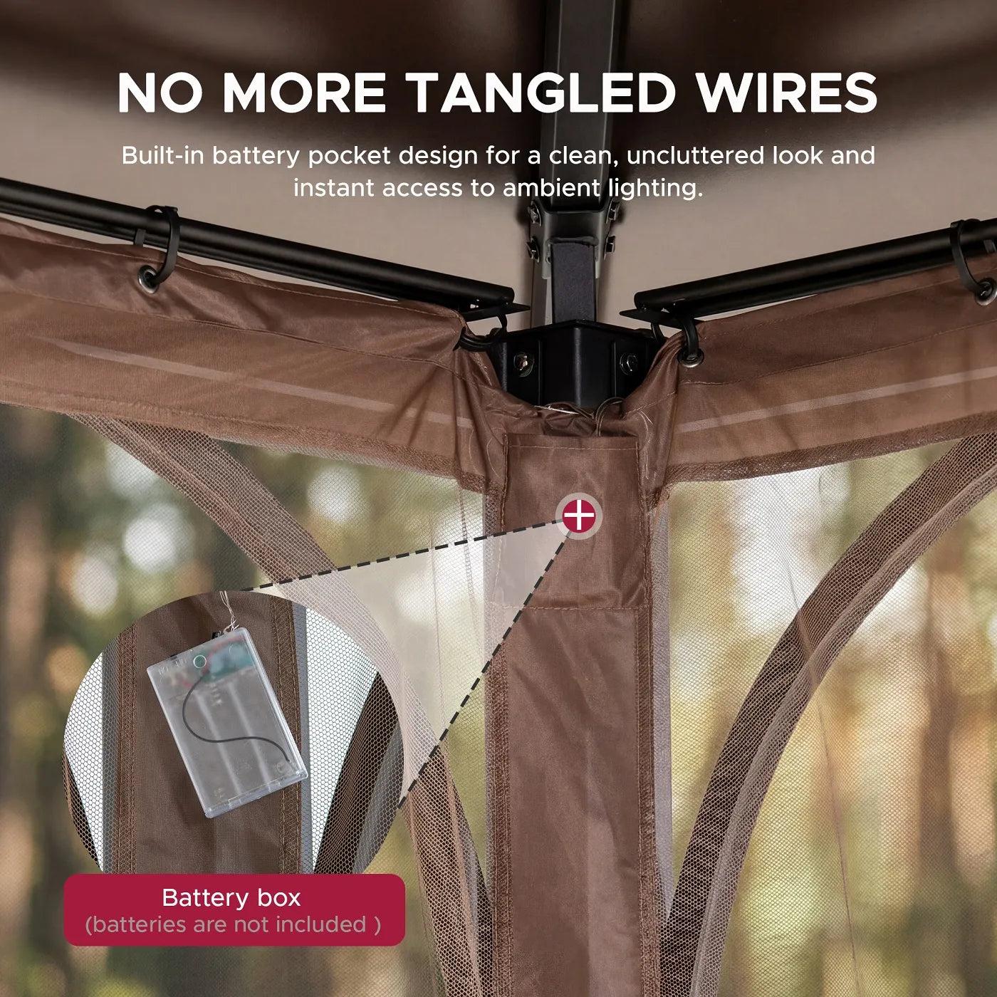 SUNJOY Mosquito Netting for 10x12 Hardtop Gazebo with White LED Lights