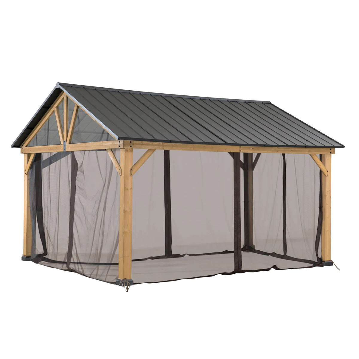 Gazebo Mosquito Netting 3.35m x 3.99m Wood Gazebo