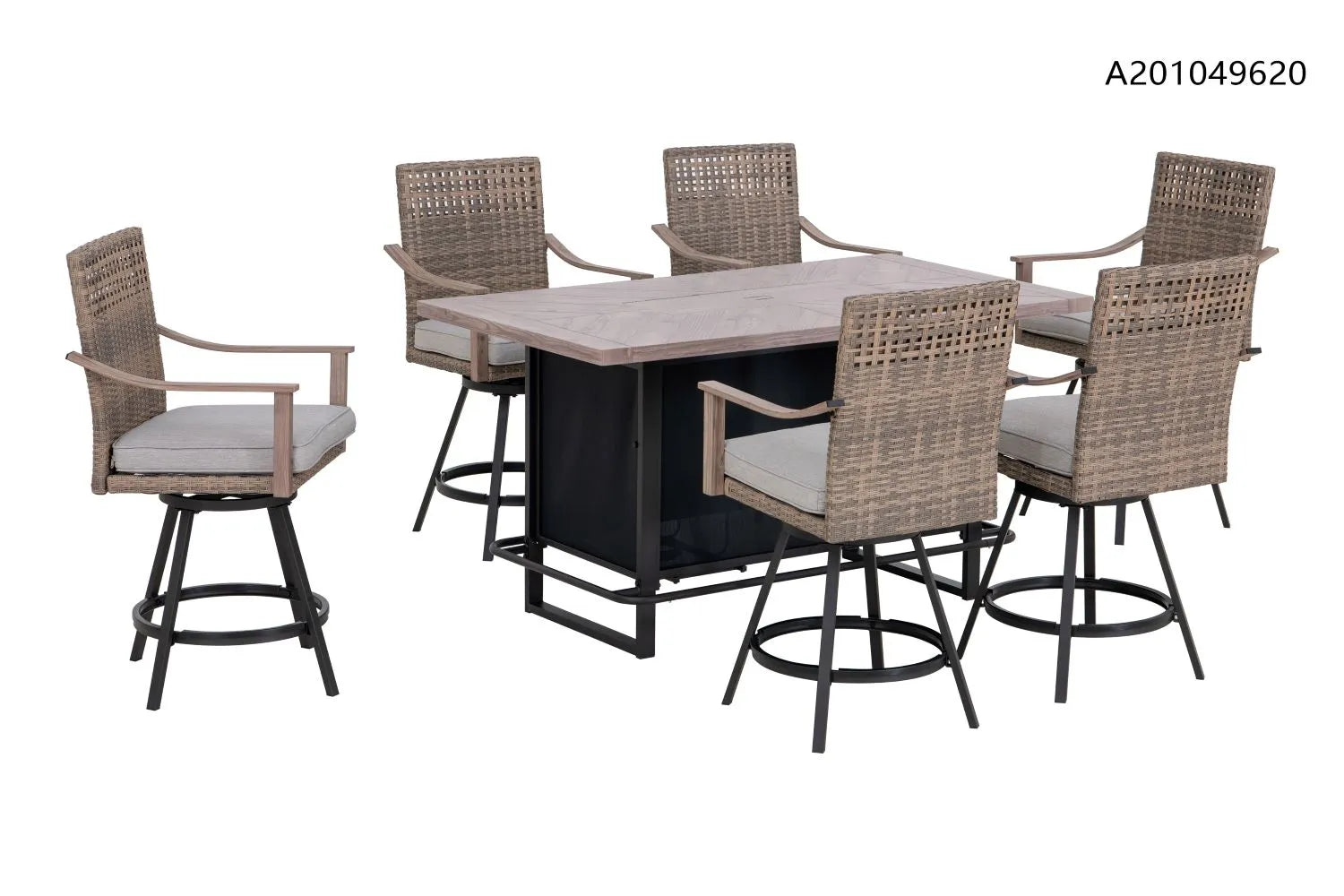 CANVAS Granville Fire Outdoor Dining Set with Water/Stain/Fade-resistant Cushions, 7-pc