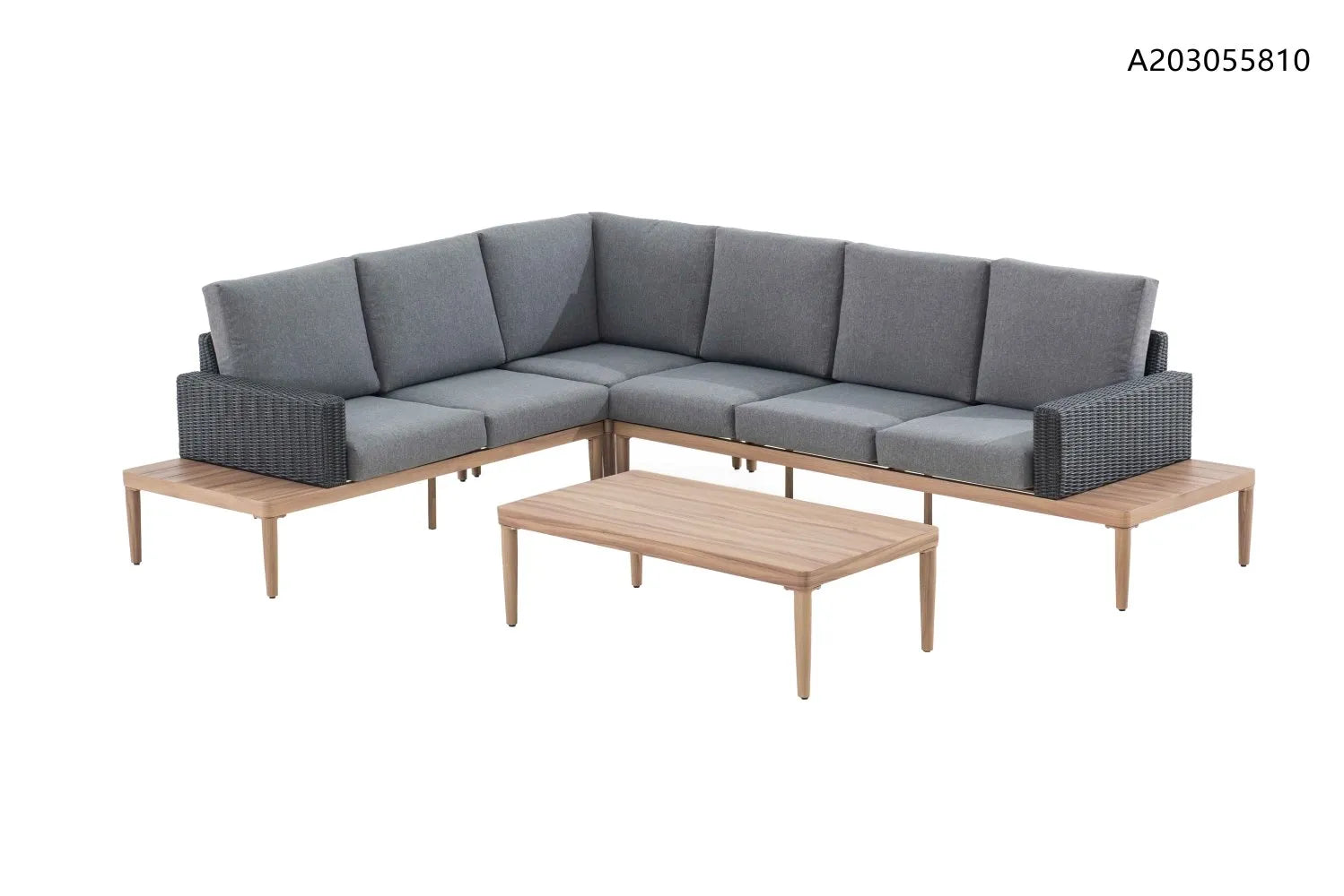 CANVAS Edenvale Aluminum Frame & Wicker Faux Wood Finish Outdoor/Patio Sectional Set, 4-pc