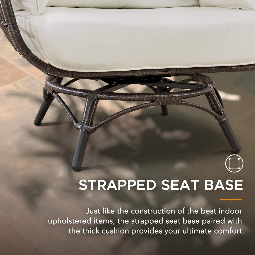 SUNJOY Metal Frame Swivel Egg Cuddle Chair with Cushions  