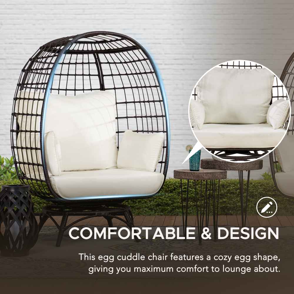 SUNJOY Metal Frame Swivel Egg Cuddle Chair with Cushions 