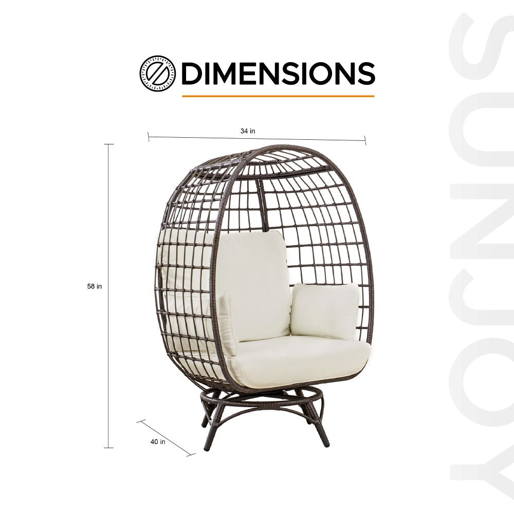 SUNJOY Metal Frame Swivel Egg Cuddle Chair with Cushions  