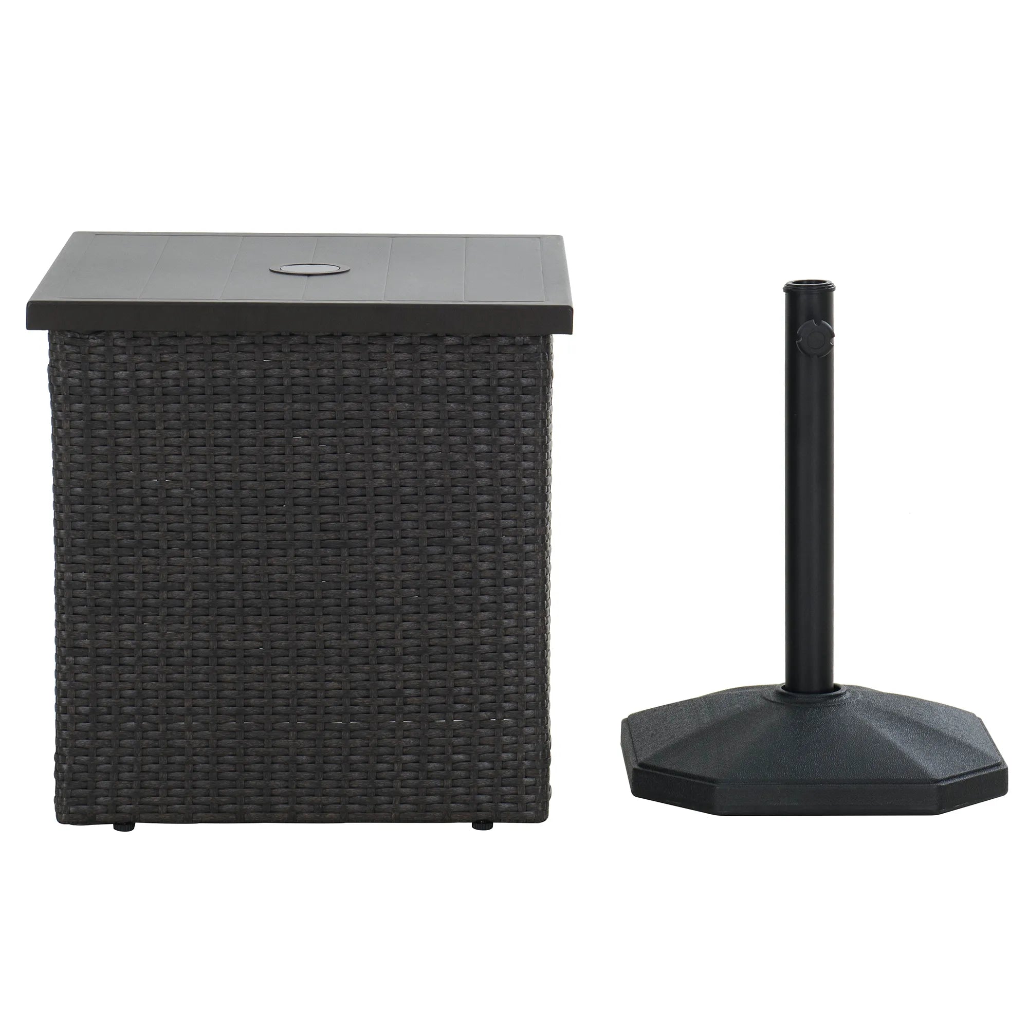 SUNJOY Outdoor Umbrella Stand Side Table with Patio Table Base - Brown