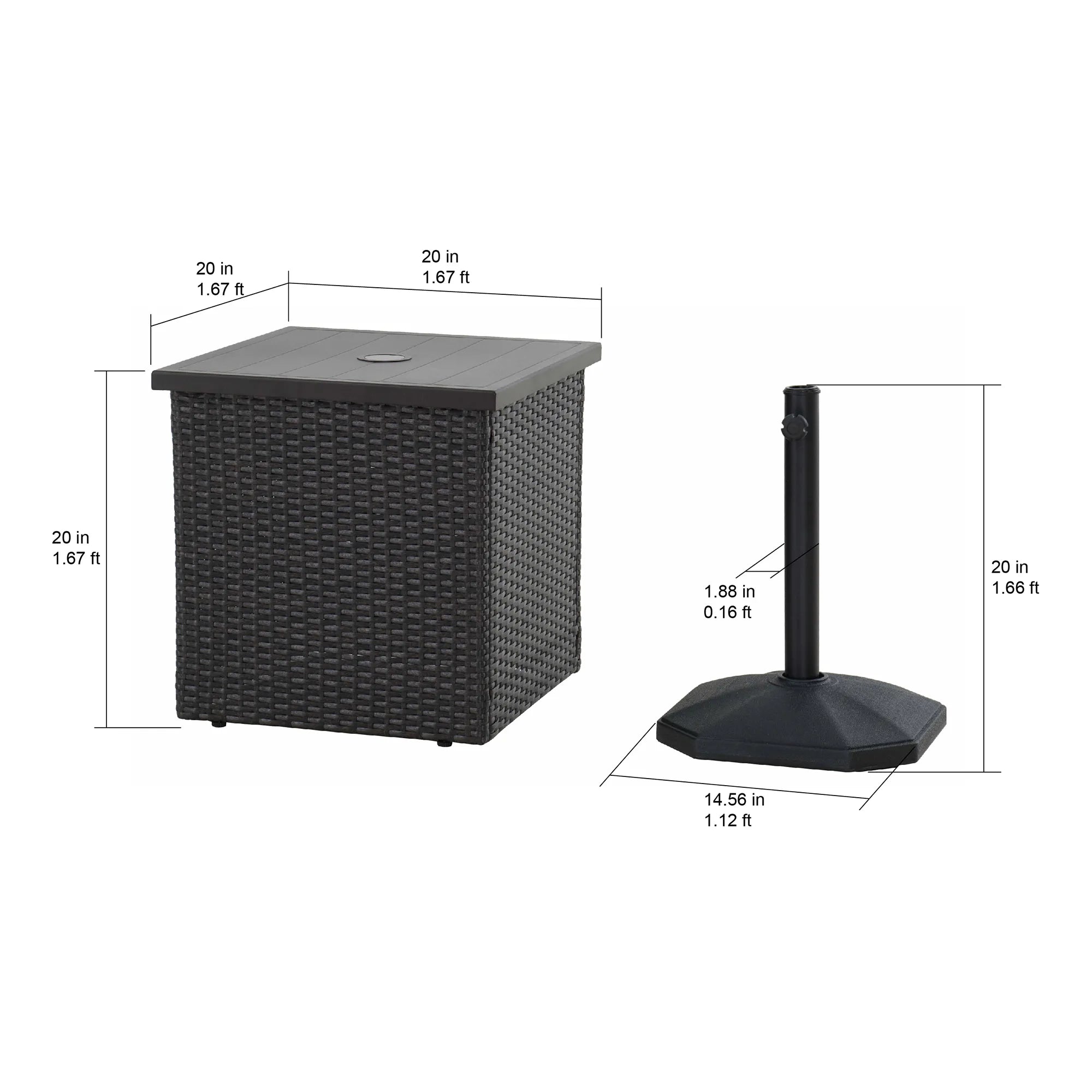 allenwood patio umbrella side table Sunjoy Combination Umbrella Stand Side Table