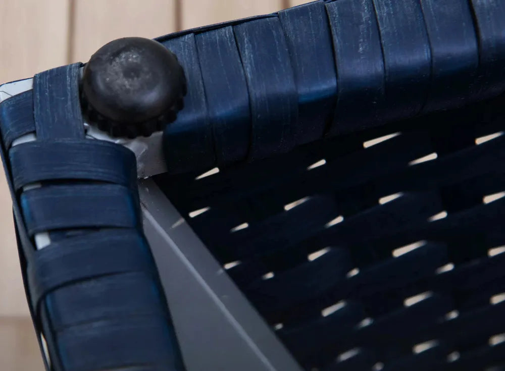 SUNJOY 16 Inch Wicker & Aluminum Small Patio Umbrella Table - Navy