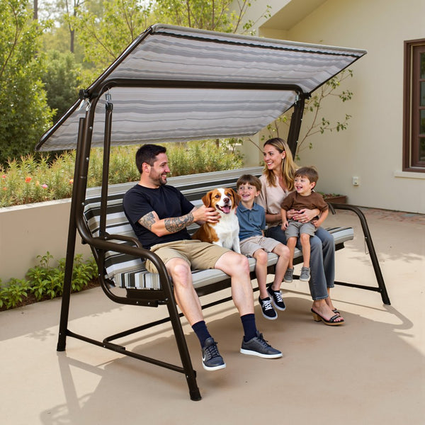 Reclining Porch Mainstay Big And Tall Swing 4-Seater Steel Stripe