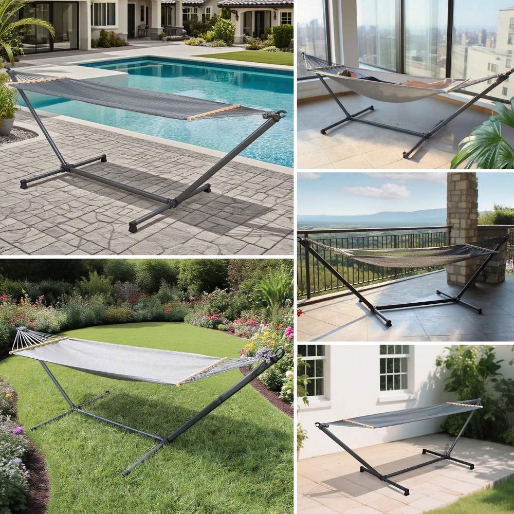 SUNJOY Luxury Portable Hammock with Stand–Made in Italy, Ultra-Light and Tool-Free Setup