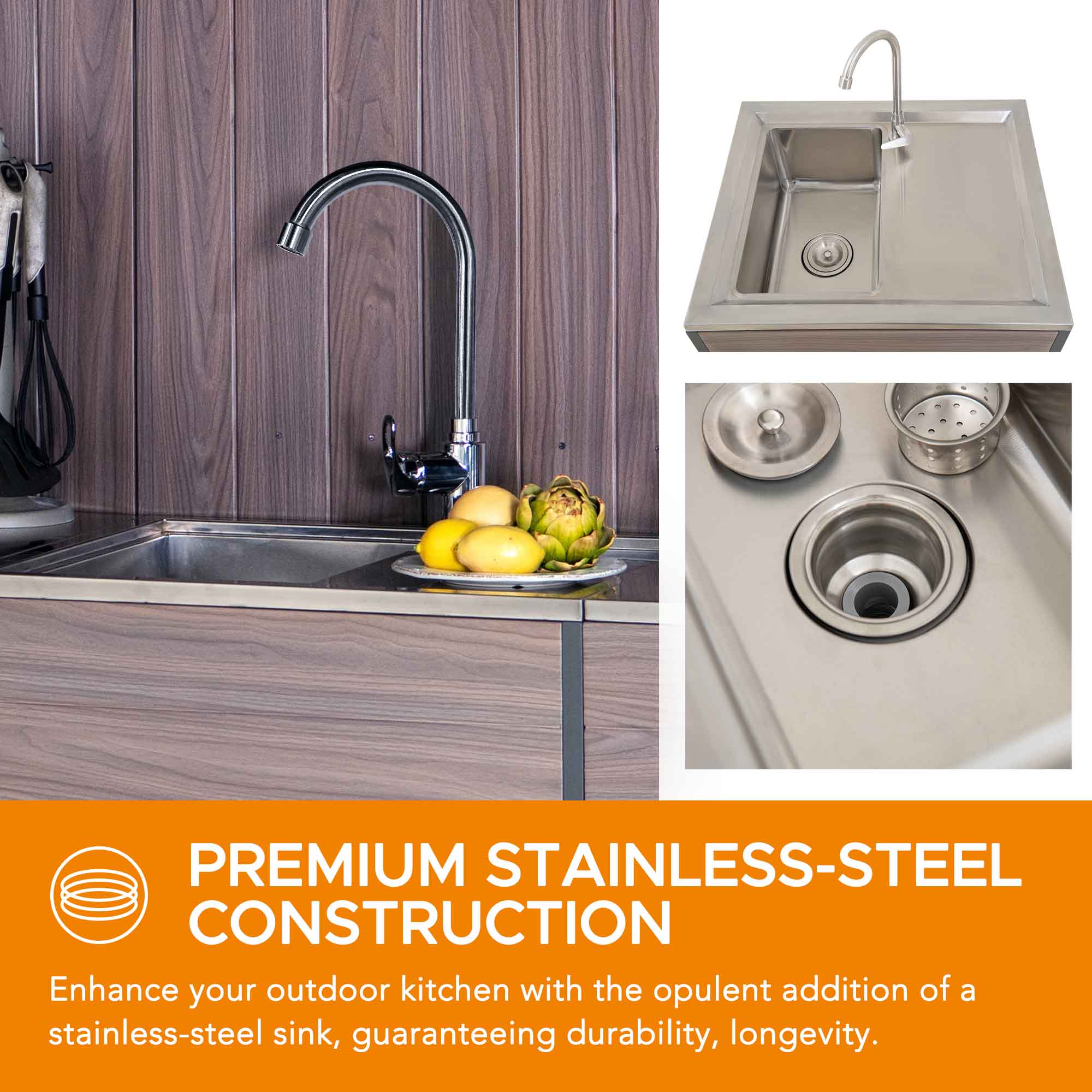 Fleetwood Stainless Steel Outdoor Sink & Storage Cabinet