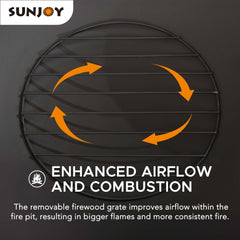 Sunjoy 29 in. Outdoor Fire Pit Black Steel Patio Fire Pit Backyard Wood Burning Fire Pit with Spark Screen and Fire Poker.