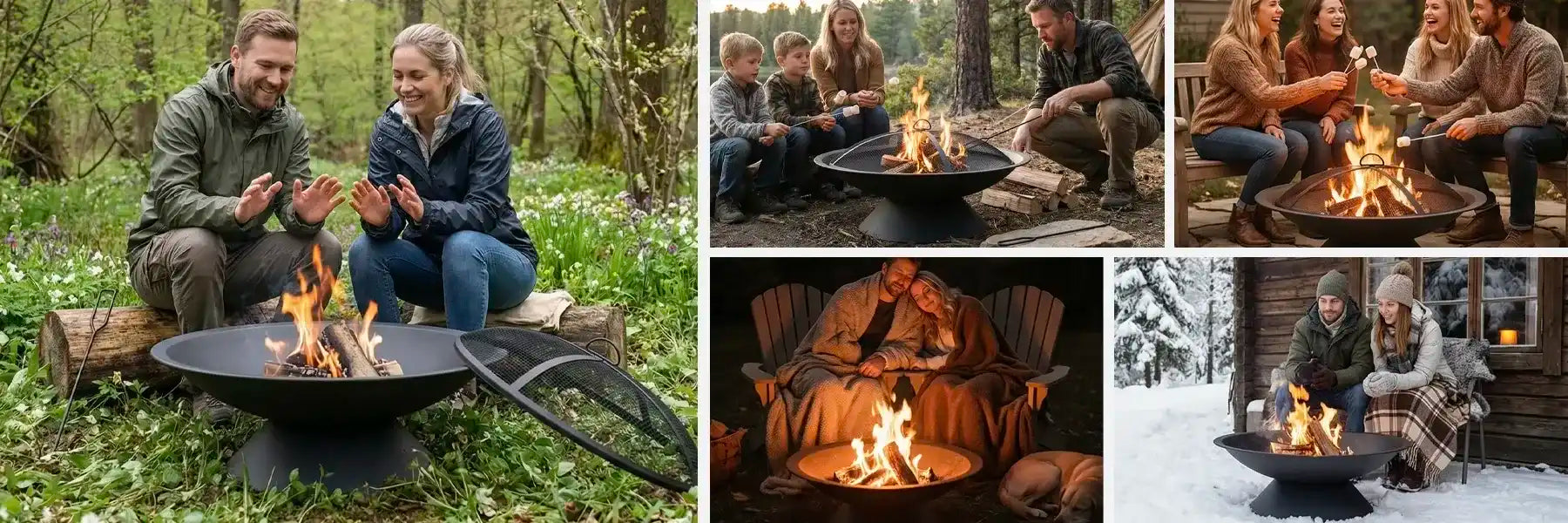 SUNJOY 29 Inch Outdoor Fire Bowl with Drainage Hole & Fire Poker