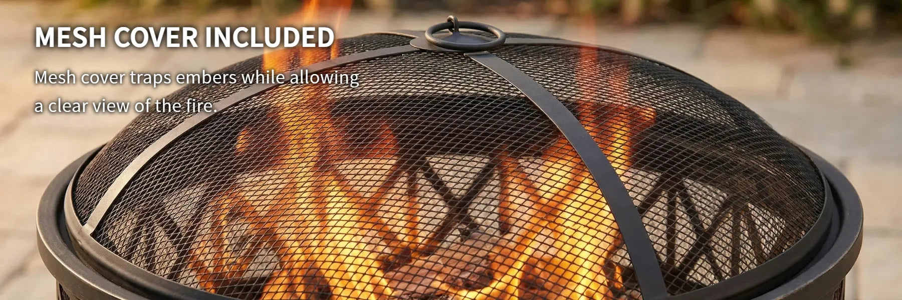 SUNJOY 30 Inch Metal Fire Pit with Spark Screen and Fire Poker