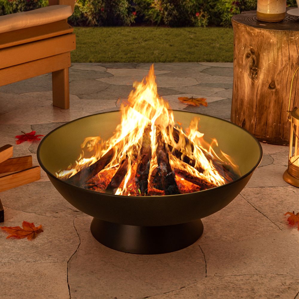SUNJOY 22 Inch Round Steel Outdoor Fire Pit Bowl with Fire Poker.
