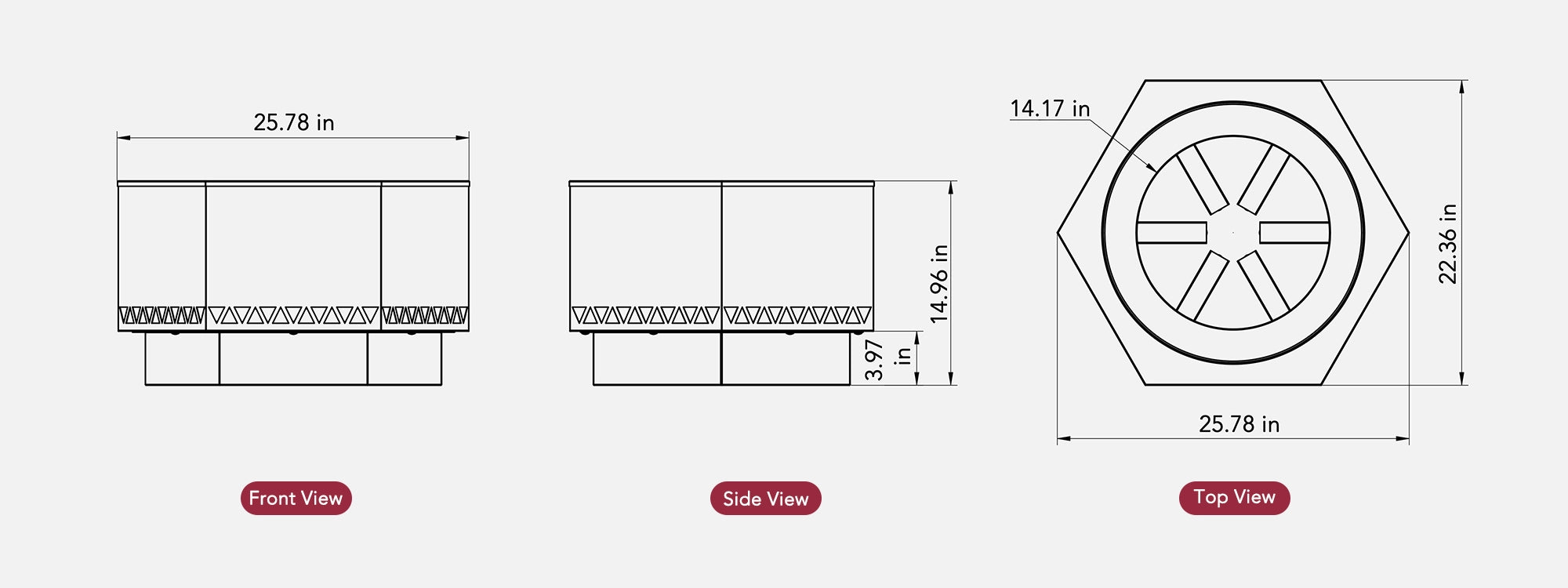 SUNJOY 26 Inch Hexagon Stainless Steel Smokeless Fire Pit with PVC Cover