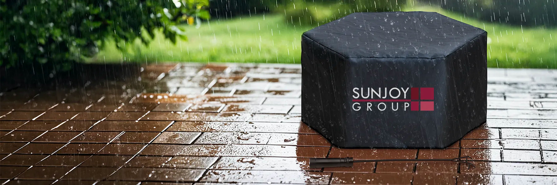 SUNJOY 26 Inch Hexagon Stainless Steel Smokeless Fire Pit with PVC Cover