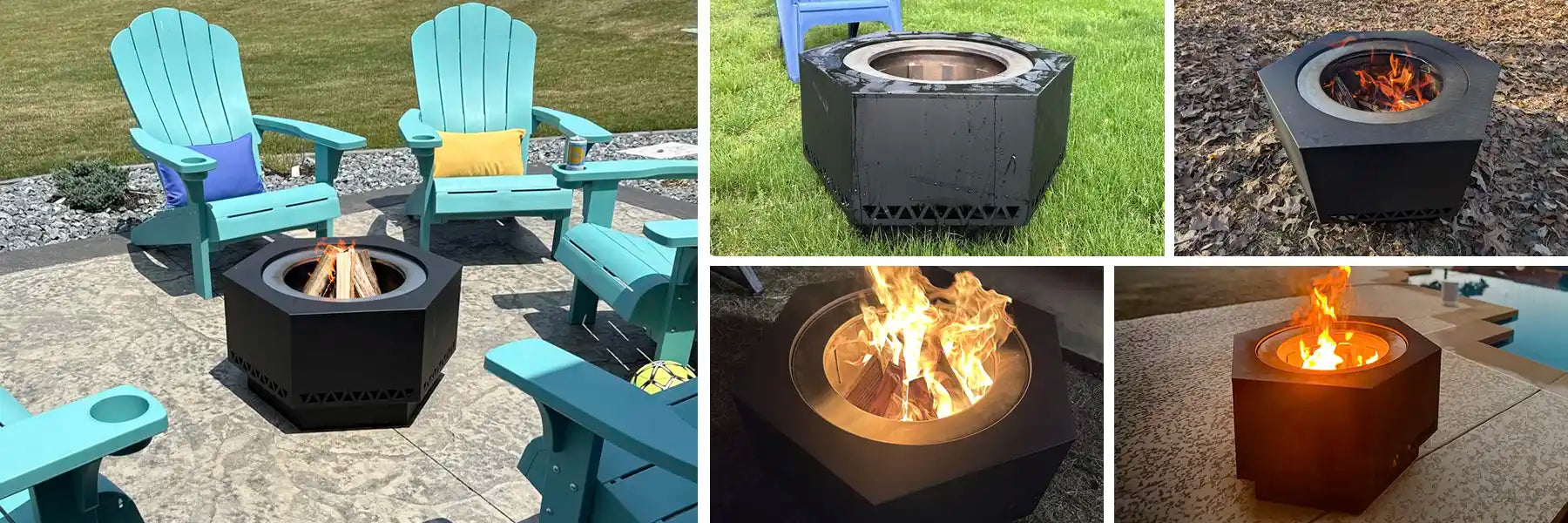 SUNJOY 26 Inch Hexagon Stainless Steel Smokeless Fire Pit with PVC Cover