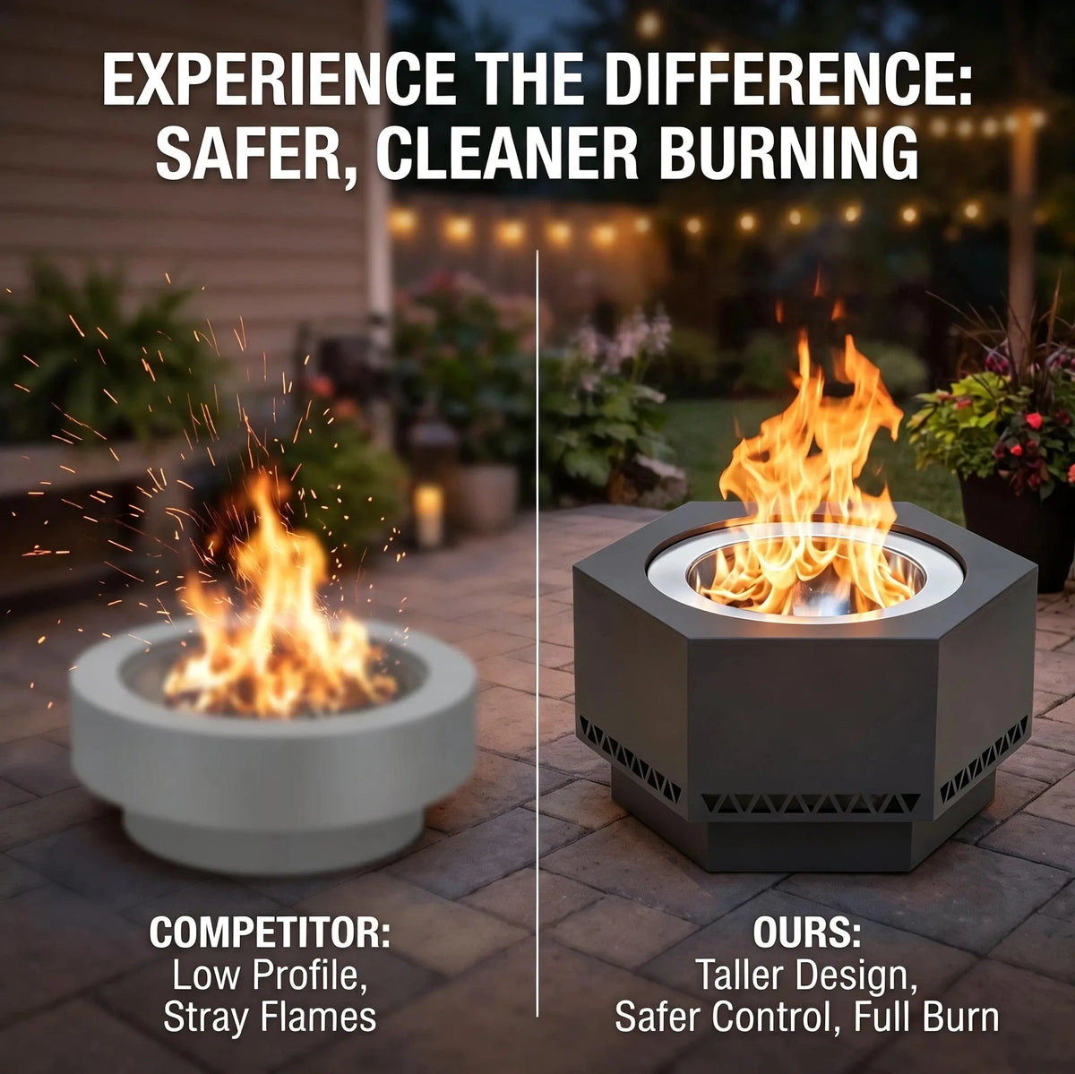 Vulcan Extra Tall Hexagon Smokeless Fire Pit 28" - Delta Pattern