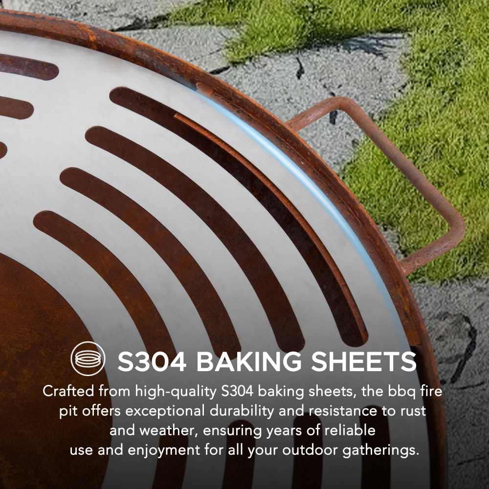 SUNJOY 28 Inch Portable Fire Pit Grill with Stainless Steel Baking Sheet.