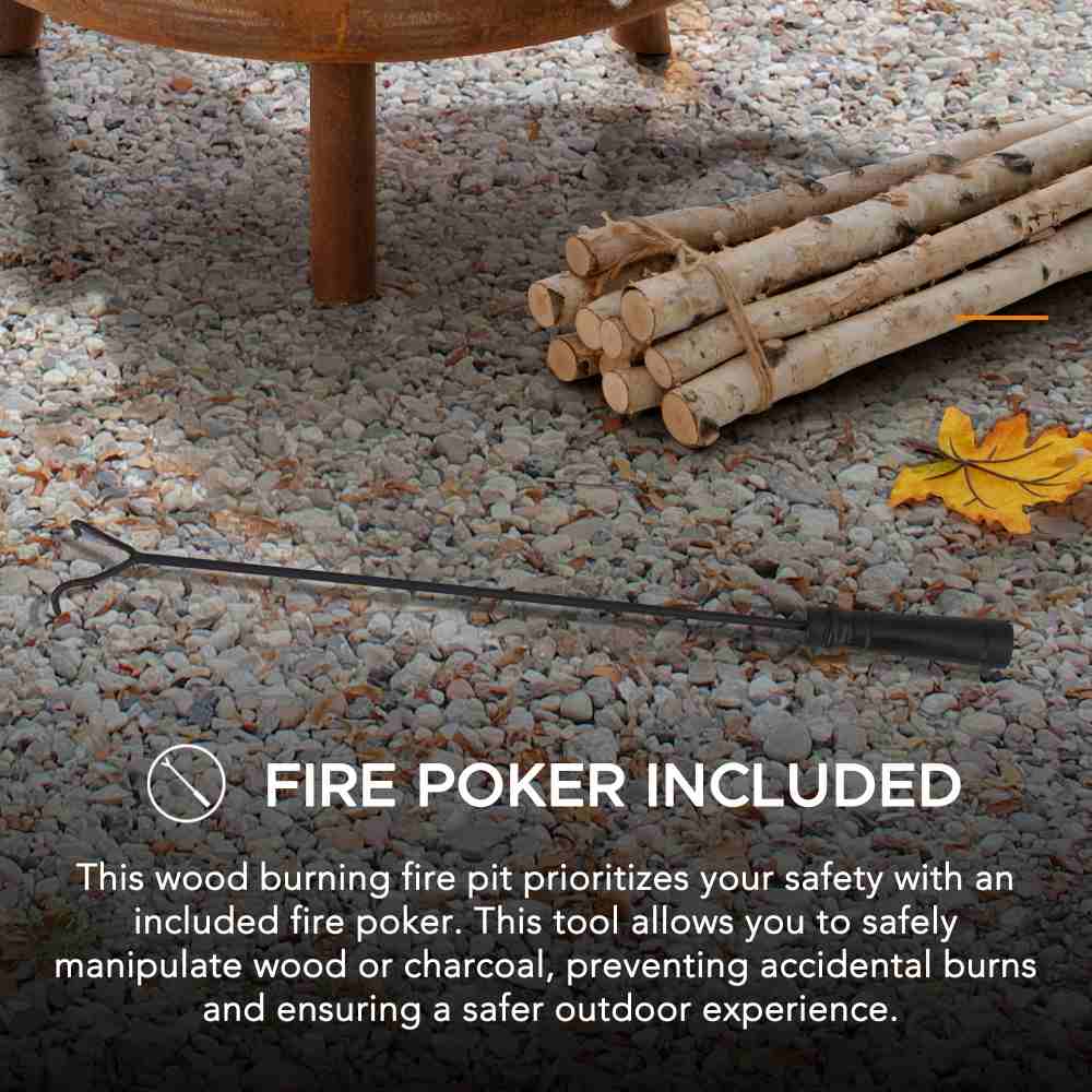 SUNJOY 28 Inch Portable Fire Pit Grill with Stainless Steel Baking Sheet.