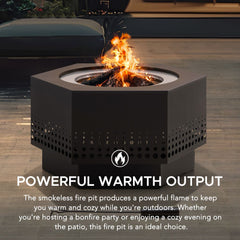 SUNJOY 28 Inch Stainless Steel Smokeless Fire Pit with PVC Cover and Poker