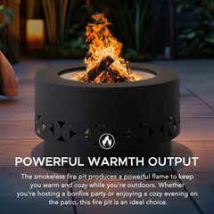 SUNJOY 28 Inch Stainless Steel Smokeless Fire Pit with PVC Cover and Poker