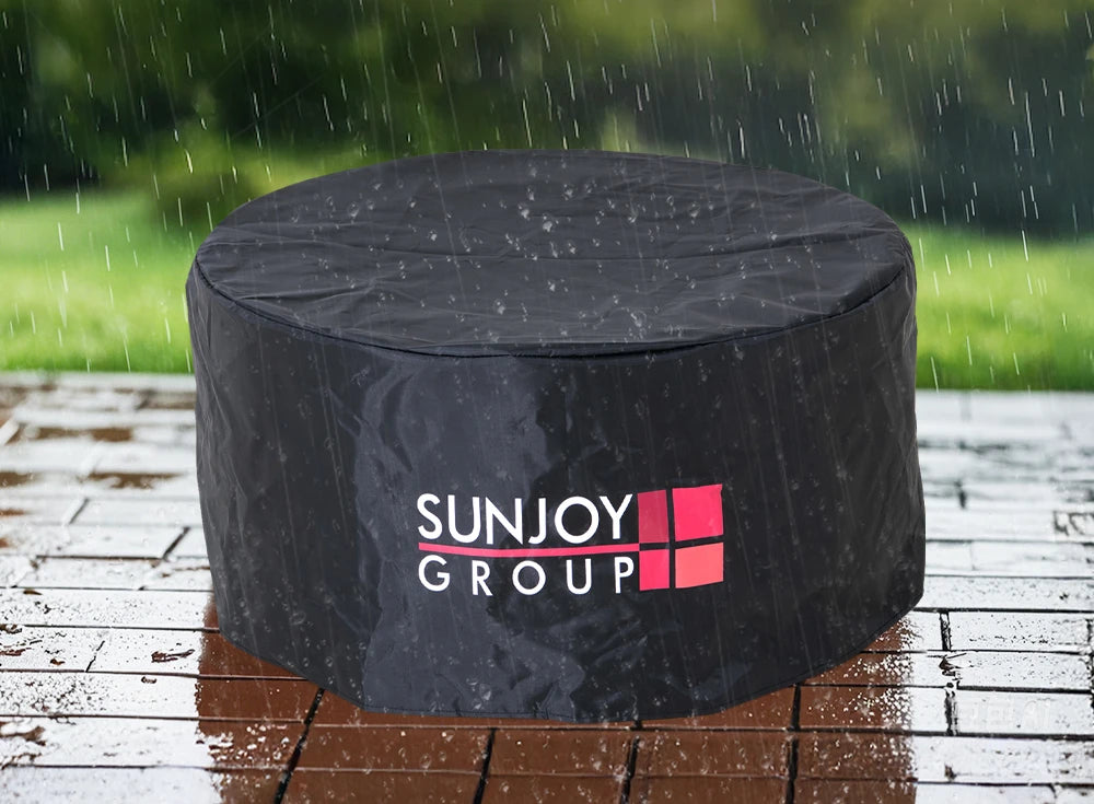 SUNJOY 28 Inch Round Stainless Steel Smokeless Fire Pit with PVC Cover and Poker - Triangle Pattern & Gray