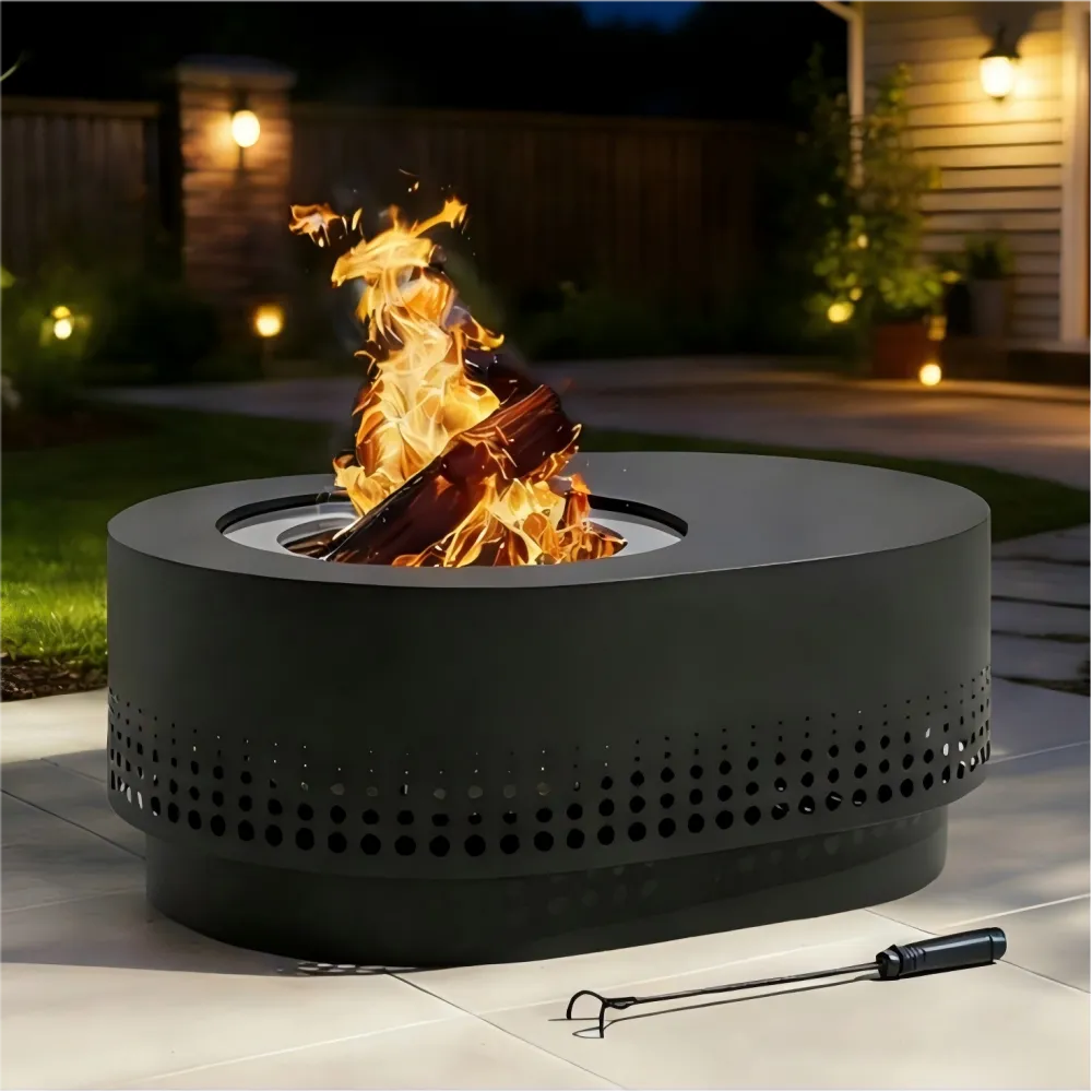 38in Outdoor Smokeless Fire Pit, Large Oval Design | SUNJOY