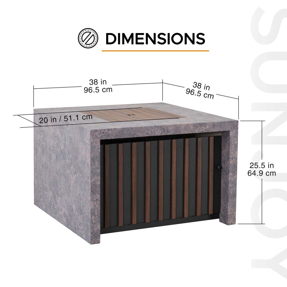 SUNJOY 38 Inch Outdoor Propane Gas Fire Pit Table with Lava Rocks.