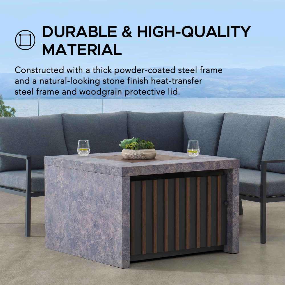 SUNJOY 38 Inch Outdoor Propane Gas Fire Pit Table with Lava Rocks.