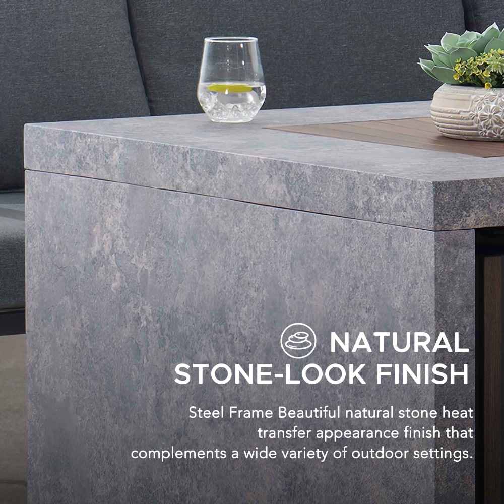 SUNJOY 38 Inch Outdoor Propane Gas Fire Pit Table with Lava Rocks.