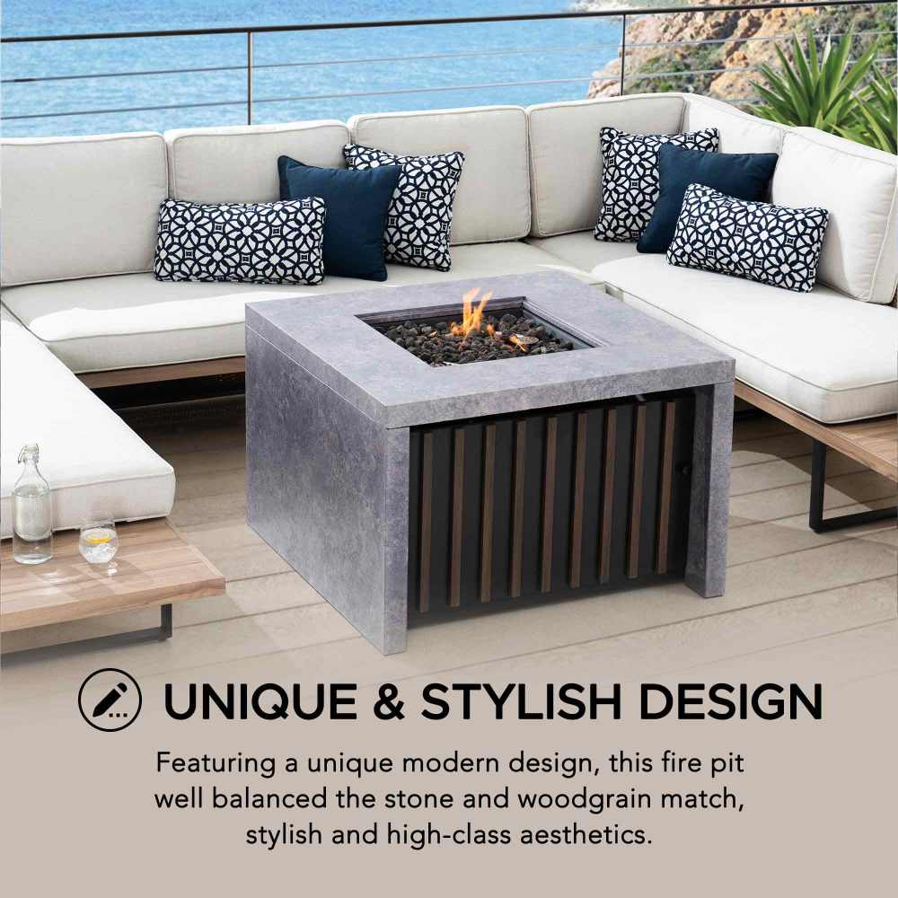 SUNJOY 38 Inch Outdoor Propane Gas Fire Pit Table with Lava Rocks.