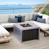 Sunjoy 38" Large Size Outdoor Patio Grey Propane Burning Fire Pit Table with Lid and Lava Rocks.