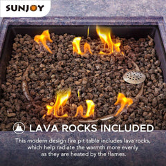 SUNJOY 38 Inch Outdoor Propane Gas Fire Pit Table with Lava Rocks.