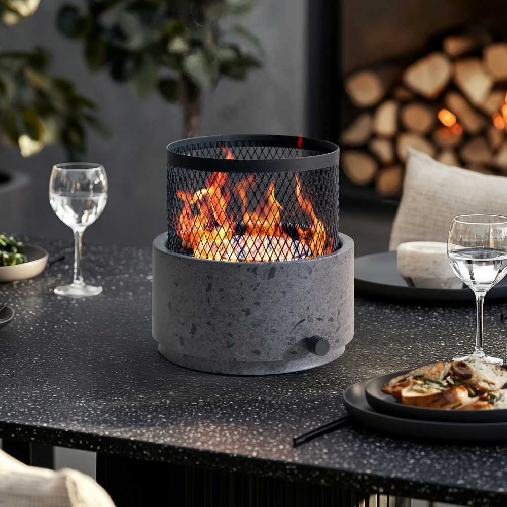 SUNJOY Smokeless Tabletop Fire Pit with Stainless Steel Burner and Two Adjustable Flames 