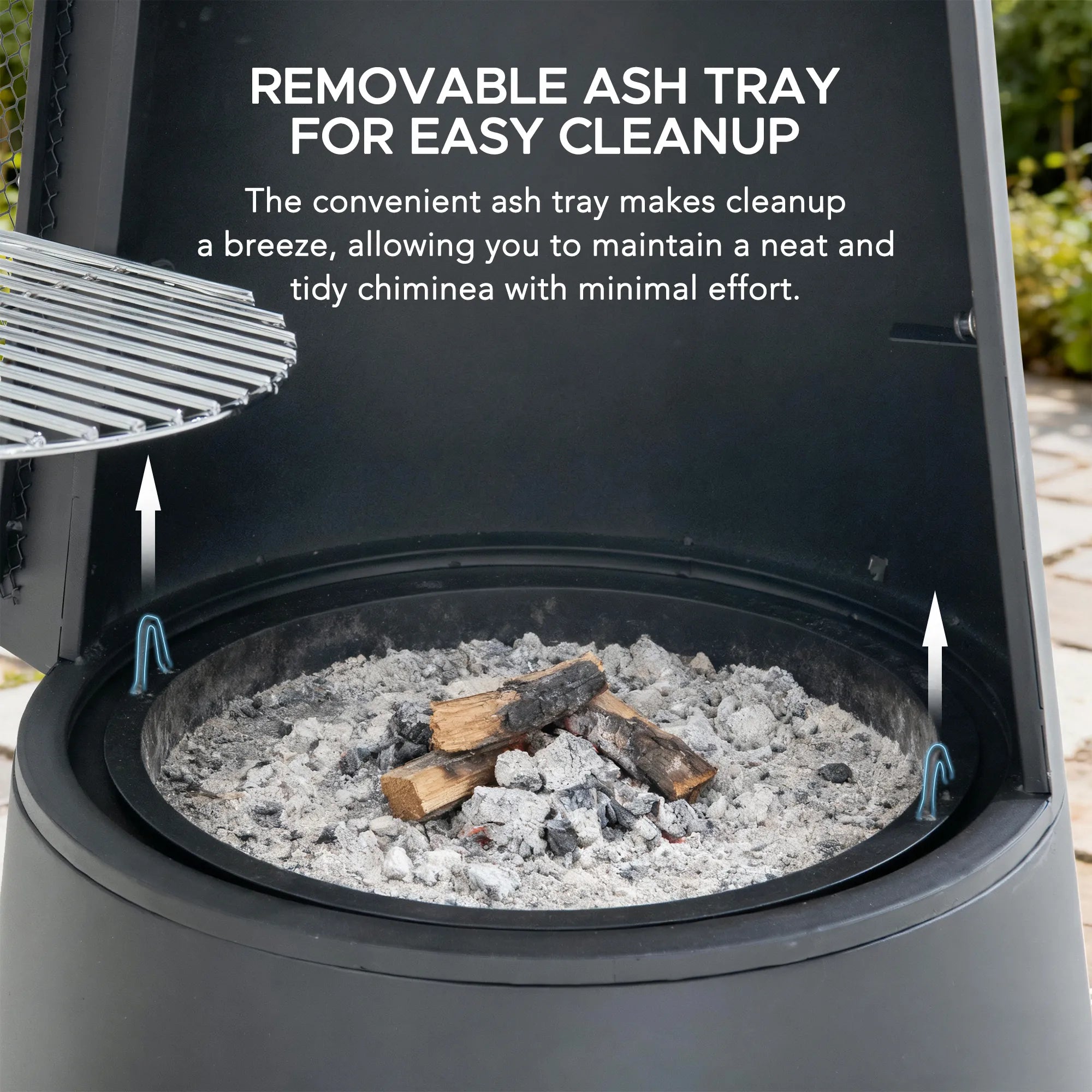 SUNJOY 57 Inch 2-in-1 Chiminea Fire Pit & Grill with Removable Grill Grate and PVC Cover - Gray
