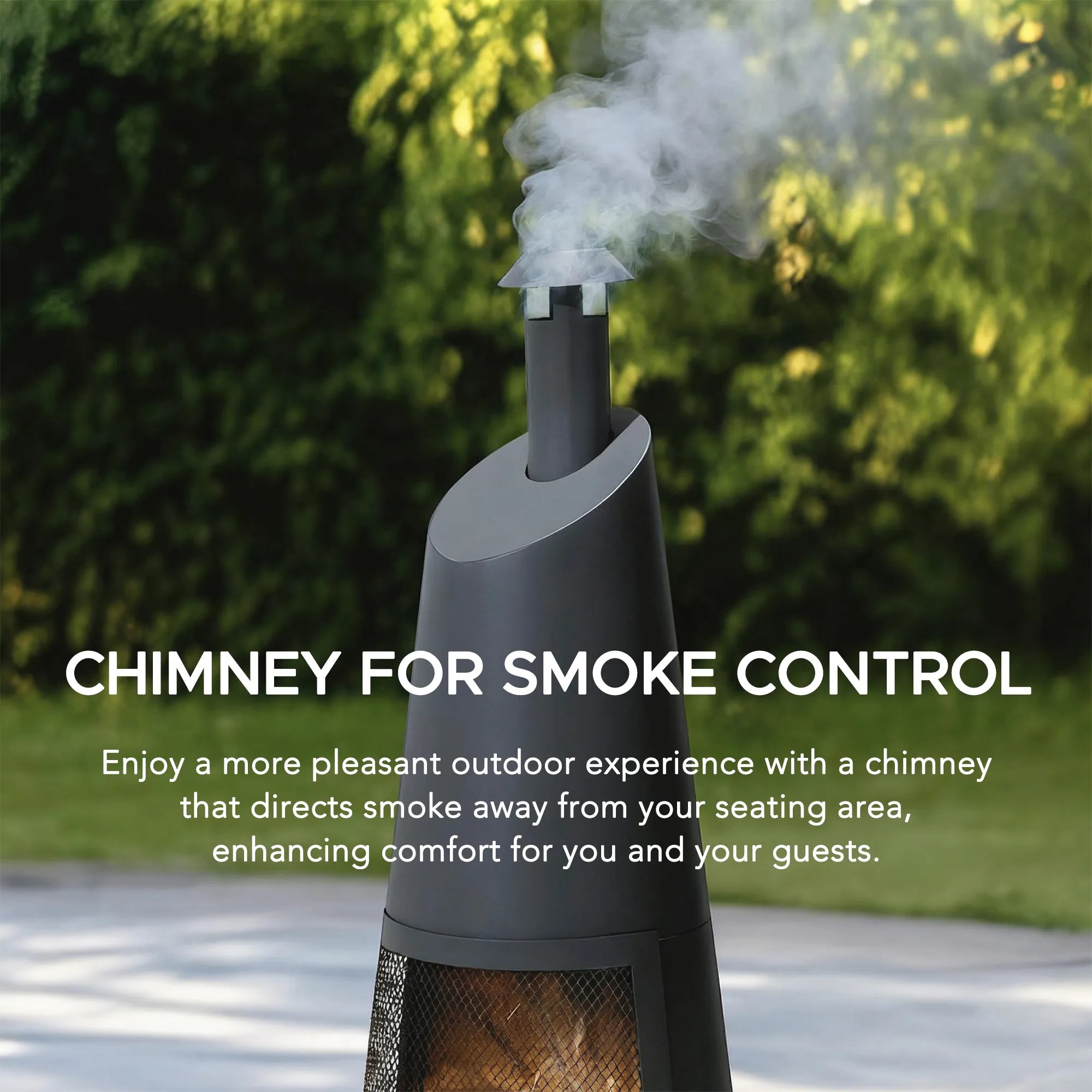 SUNJOY 57 Inch 2-in-1 Chiminea Fire Pit & Grill with Removable Grill Grate and PVC Cover - Gray