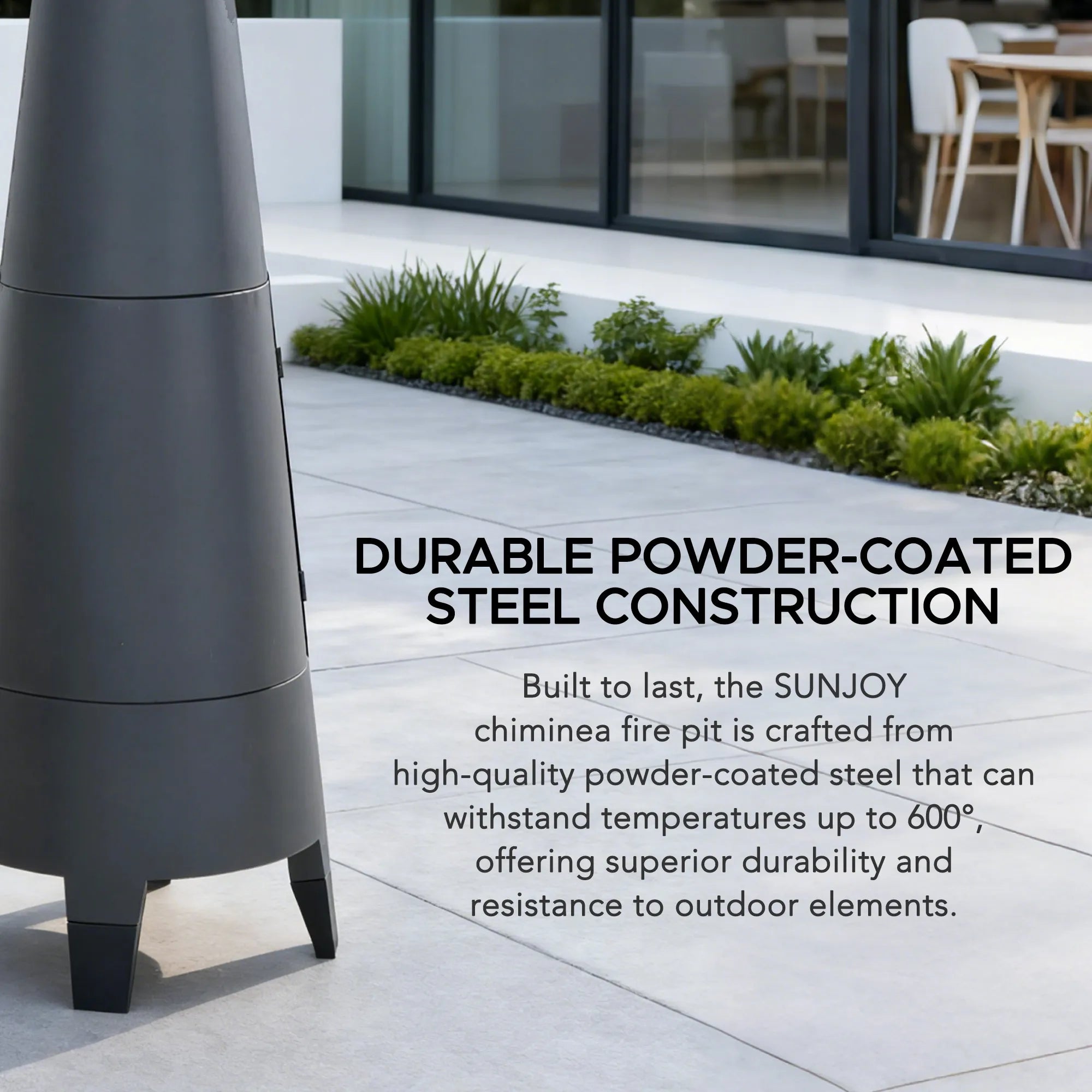 SUNJOY 57 Inch 2-in-1 Chiminea Fire Pit & Grill with Removable Grill Grate and PVC Cover - Gray