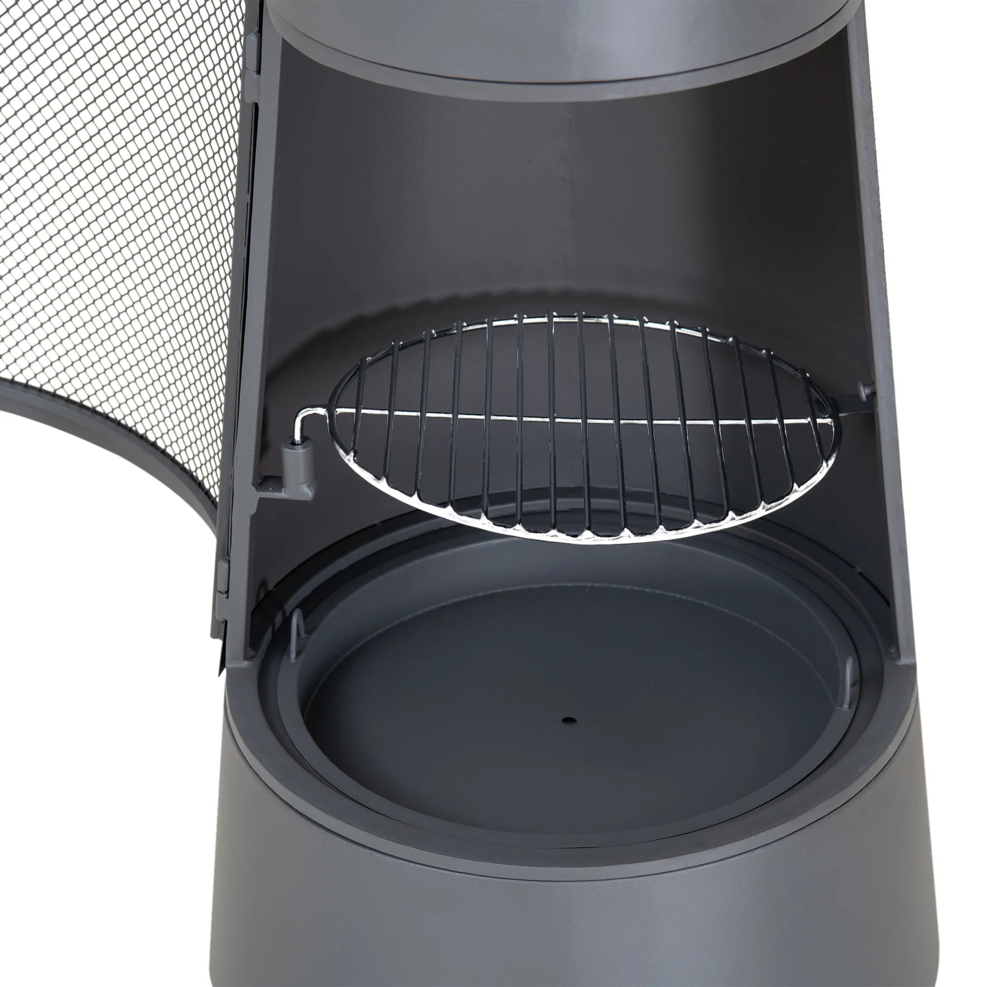 SUNJOY 57 Inch 2-in-1 Chiminea Fire Pit & Grill with Removable Grill Grate and PVC Cover - Gray
