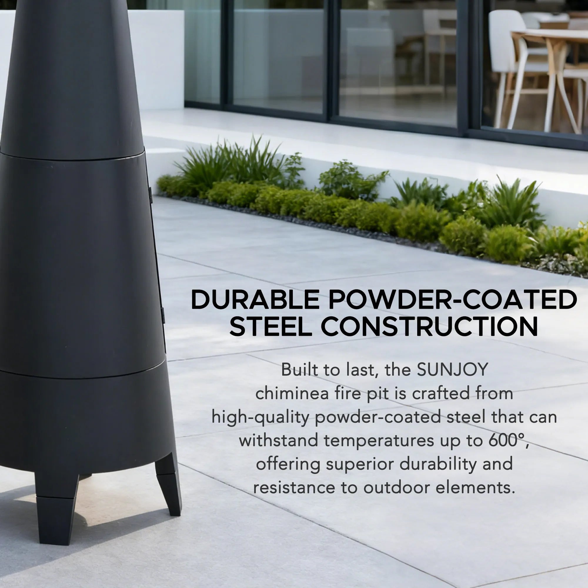 SUNJOY 57 Inch 2-in-1 Chiminea Fire Pit & Grill with Removable Grill Grate and PVC Cover - Black
