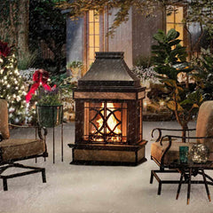 SUNJOY 57 Inch Outdoor Wood Burning Fireplace with PVC Cover.