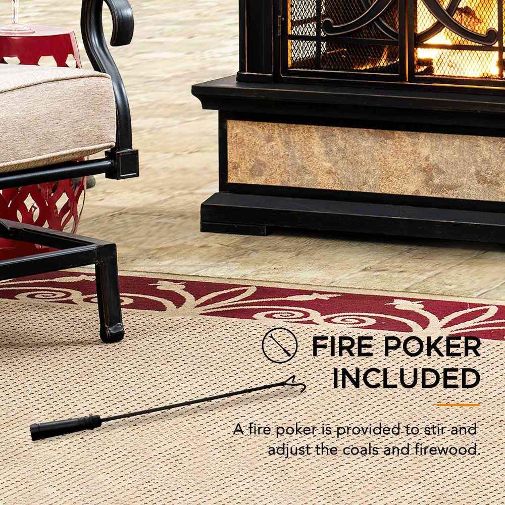 SUNJOY 57 Inch Outdoor Wood Burning Fireplace with PVC Cover  