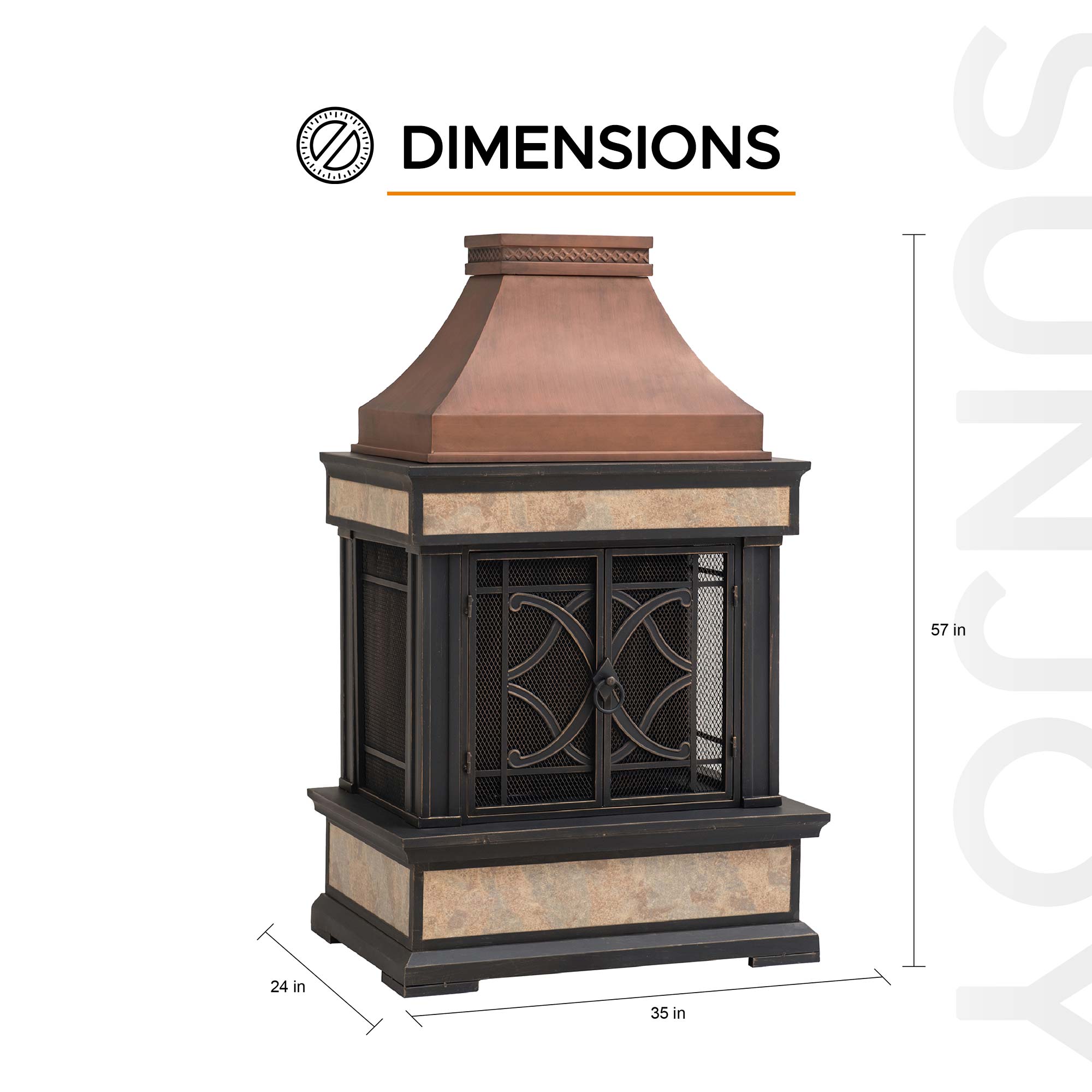 SUNJOY 57 Inch Outdoor Wood Burning Fireplace with PVC Cover  