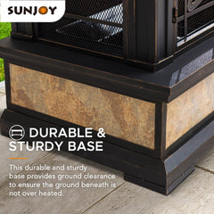 Sunjoy Outdoor 57 in. Steel Wood Burning Fireplace with Fire Poker and Rain Cover.