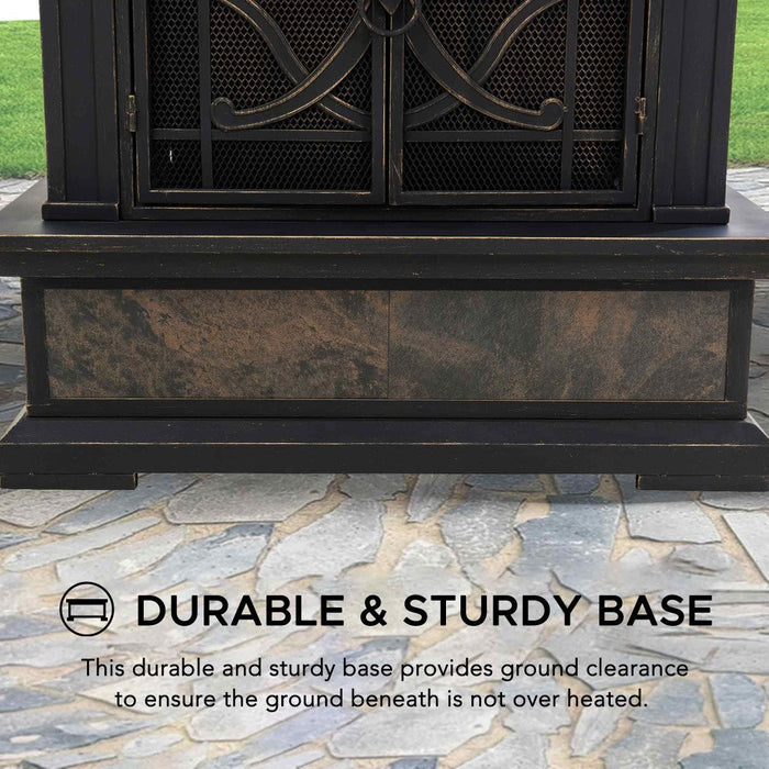 57 Inch Outdoor Steel Wood Burning Fireplace with Chemney – SUNJOY Canada