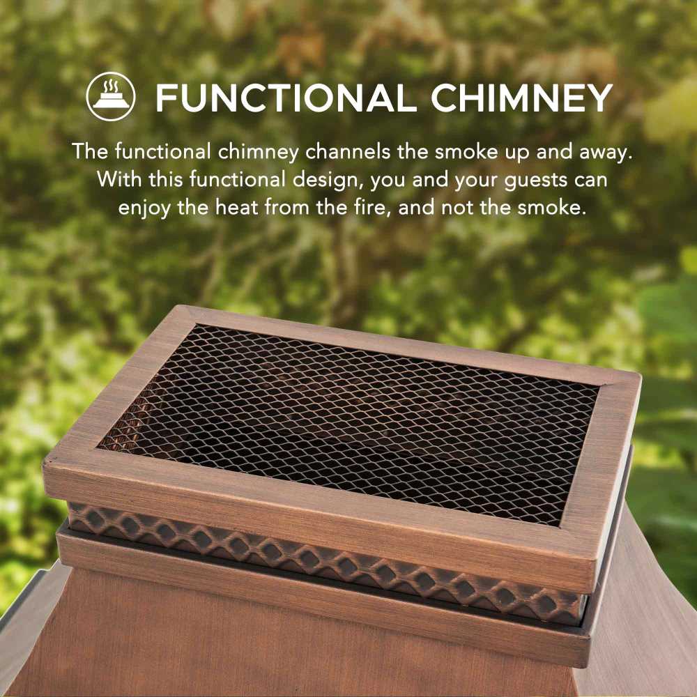 57 Inch Outdoor Wood Burning Stone Fireplace - SUNJOY